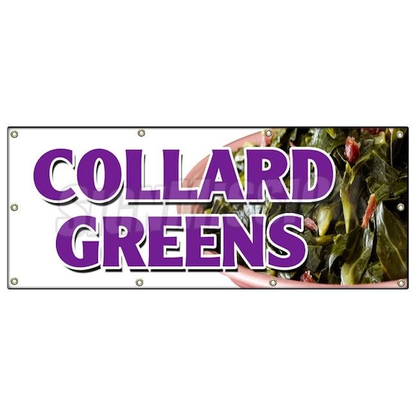 COLLARD GREENS BANNER SIGN soul food okra chicken cornbread hushpuppies
